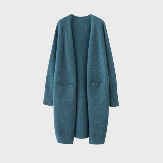 Aurora - Cardigan Lungo Elegante Donna Autunno Inverno Blu 