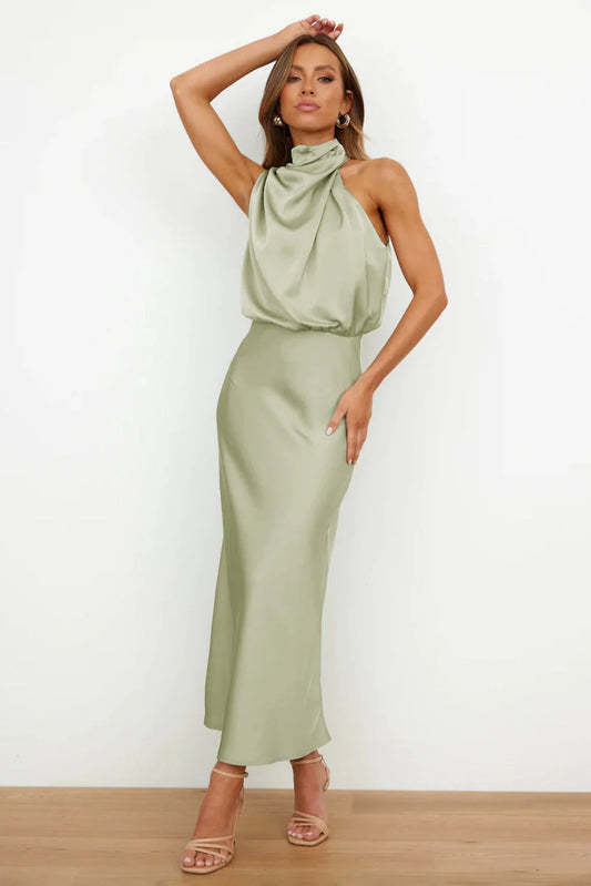 Avelina - Maxi abito con collo alto Verde chiaro