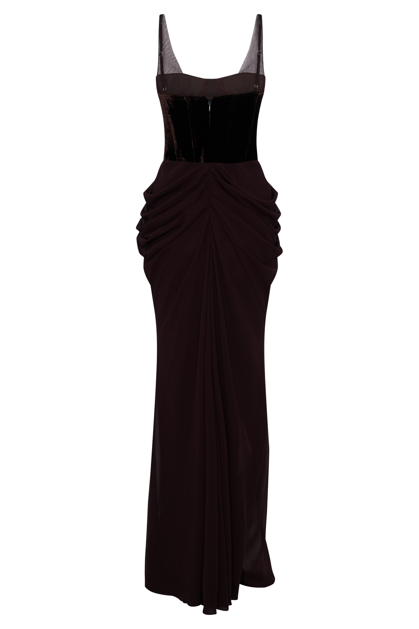 Menilda – Roxanne Abito Maxi con Corsetto in Velluto Cacao