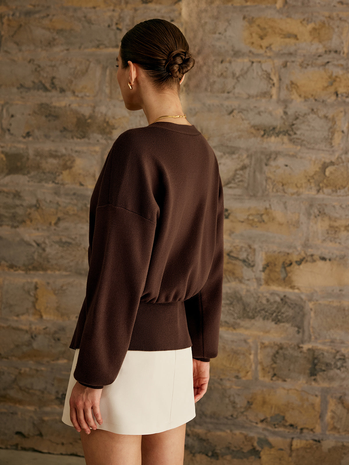 Corinna – Cardigan Donna a Tinta Unita con Bottoni Dorati