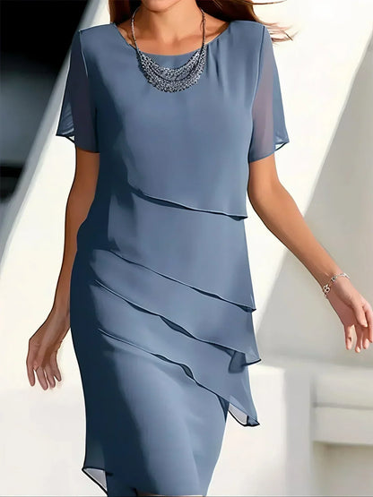 Quineta - Abito Midi a Strati Donna Elegante Femminile Moderno