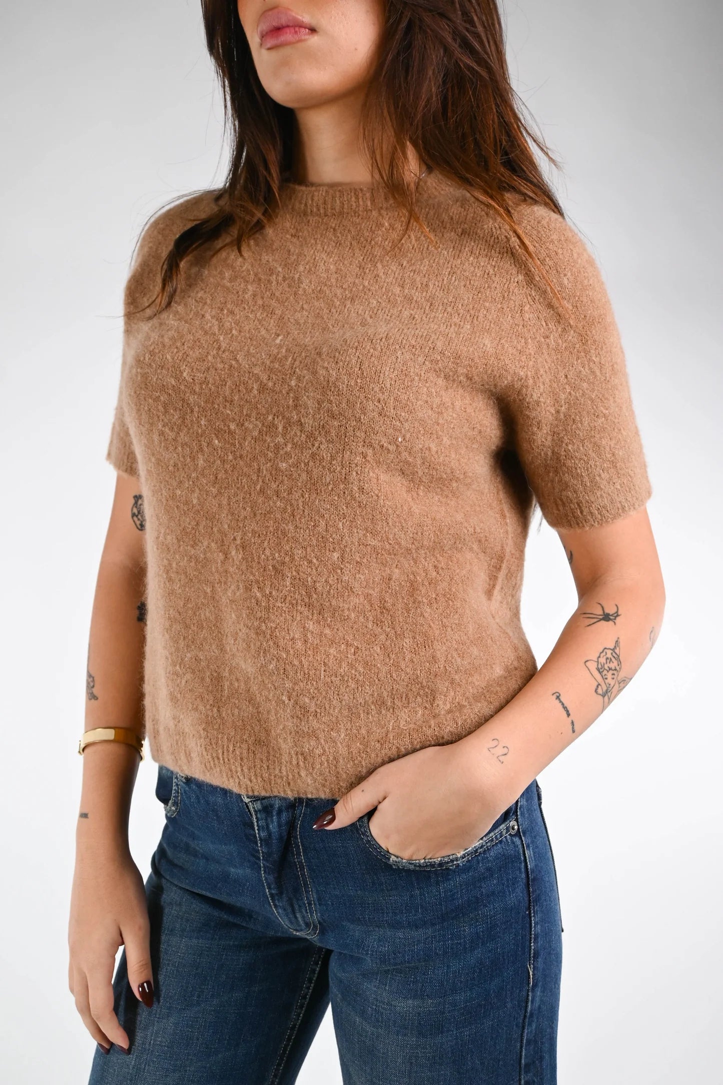 Paolita - Maglia Baby Alpaca Manica Corta Elegante