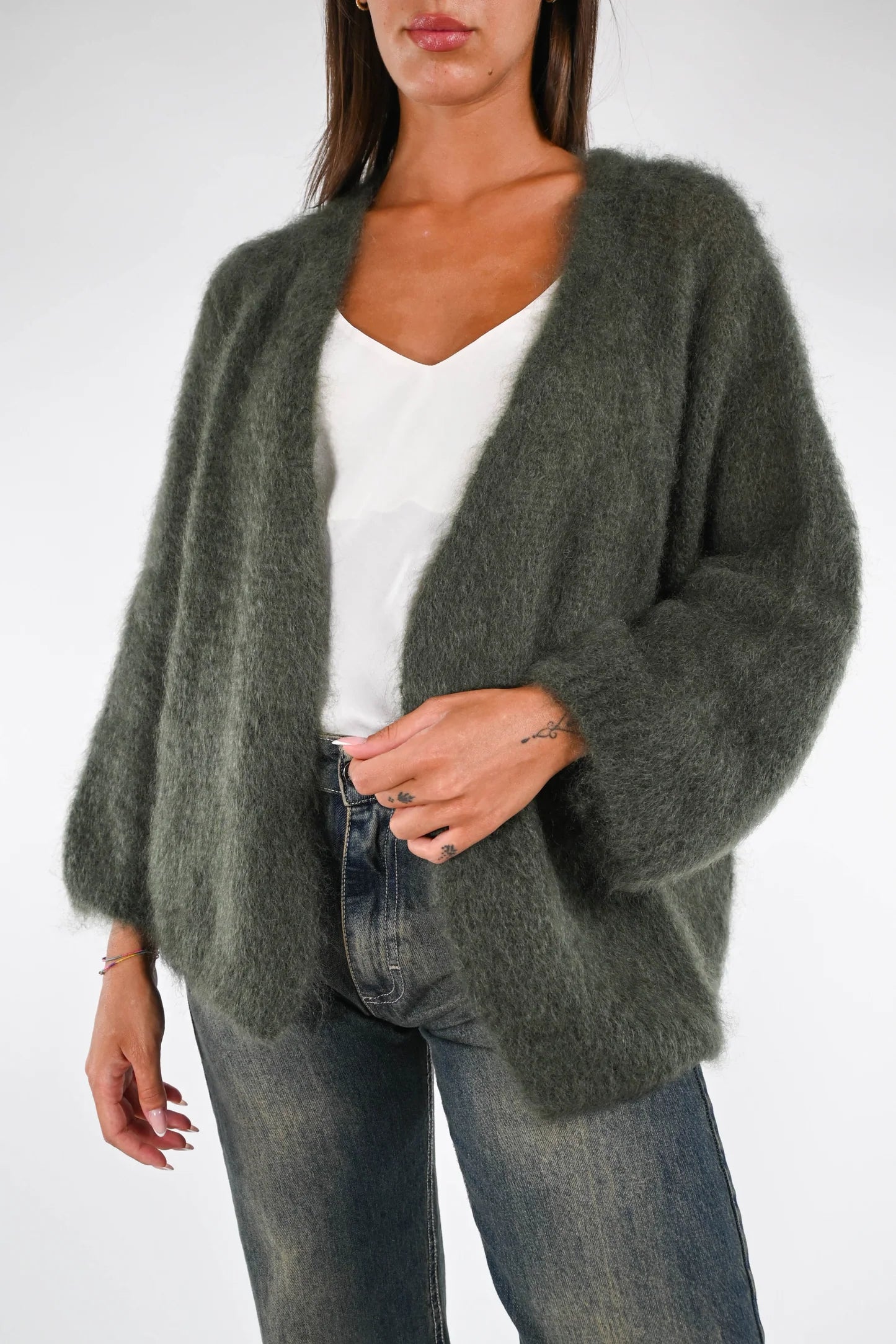 Prisca - Cardigan Over Kid Mohair Donna Morbido