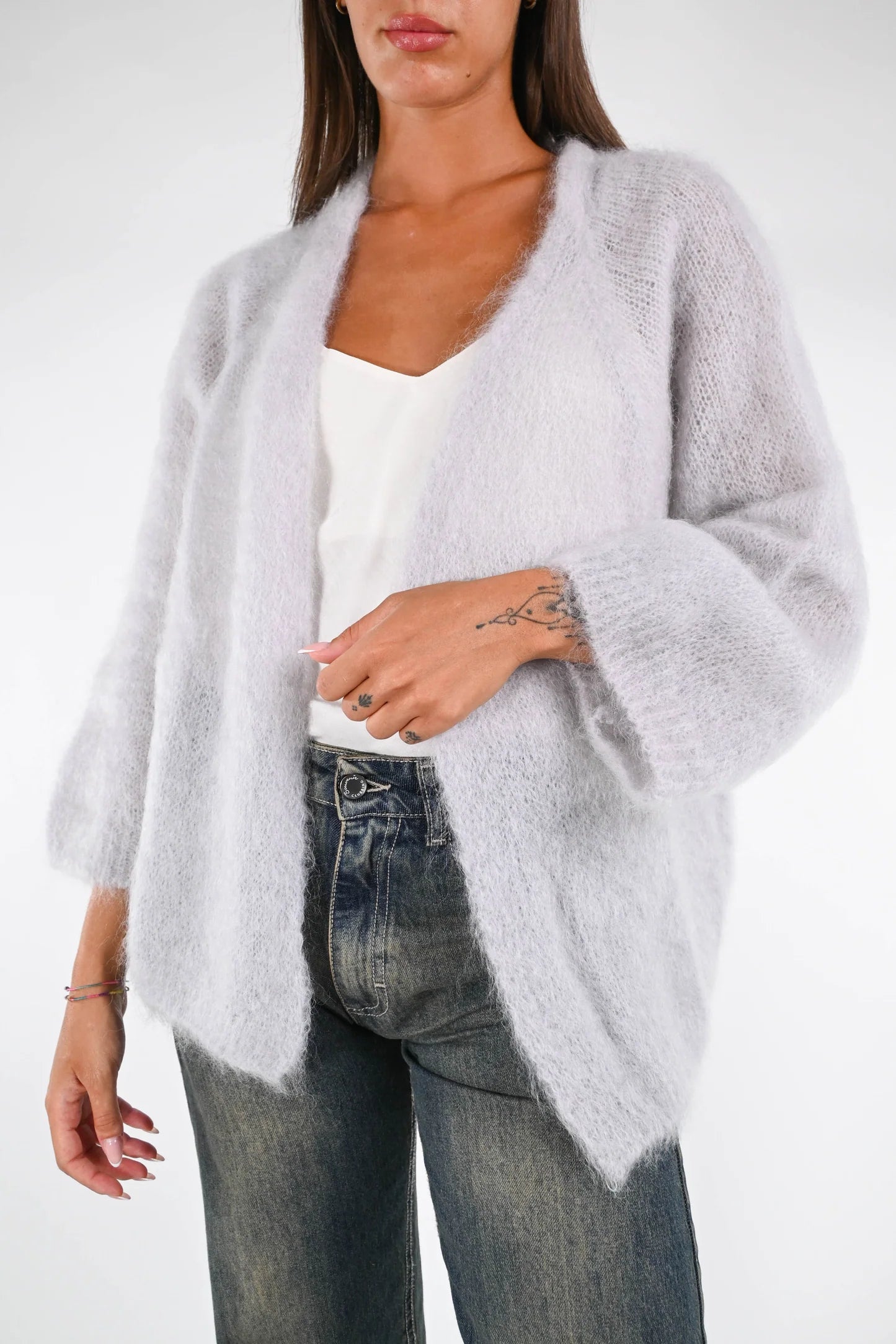 Prisca - Cardigan Over Kid Mohair Donna Morbido