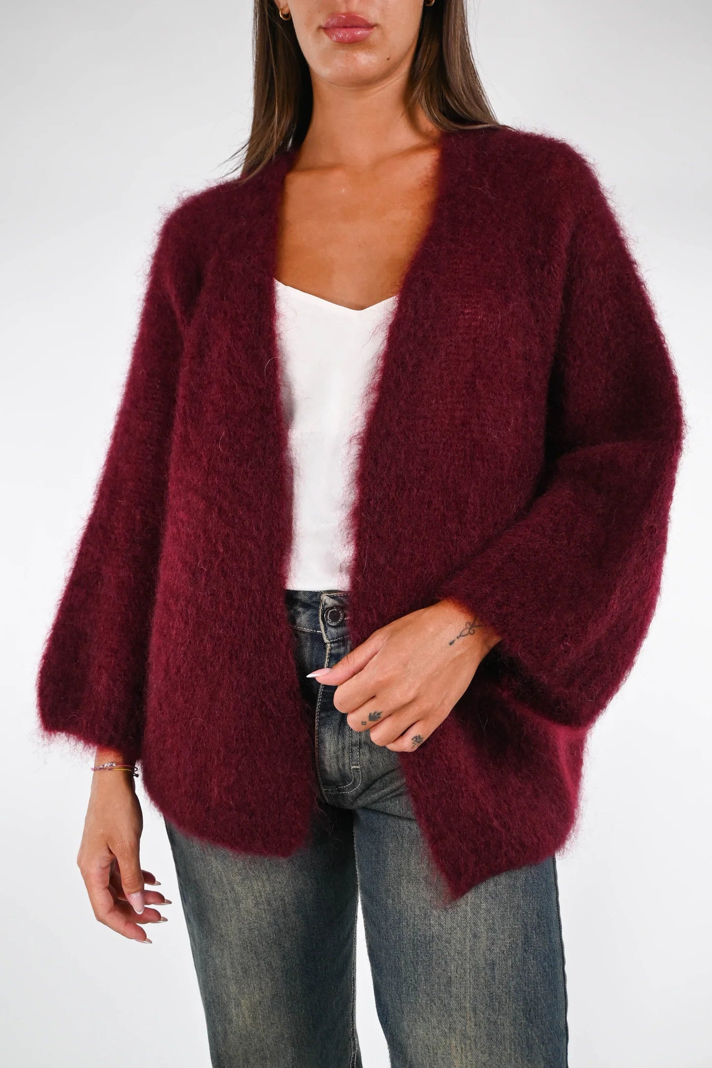 Prisca - Cardigan Over Kid Mohair Donna Morbido