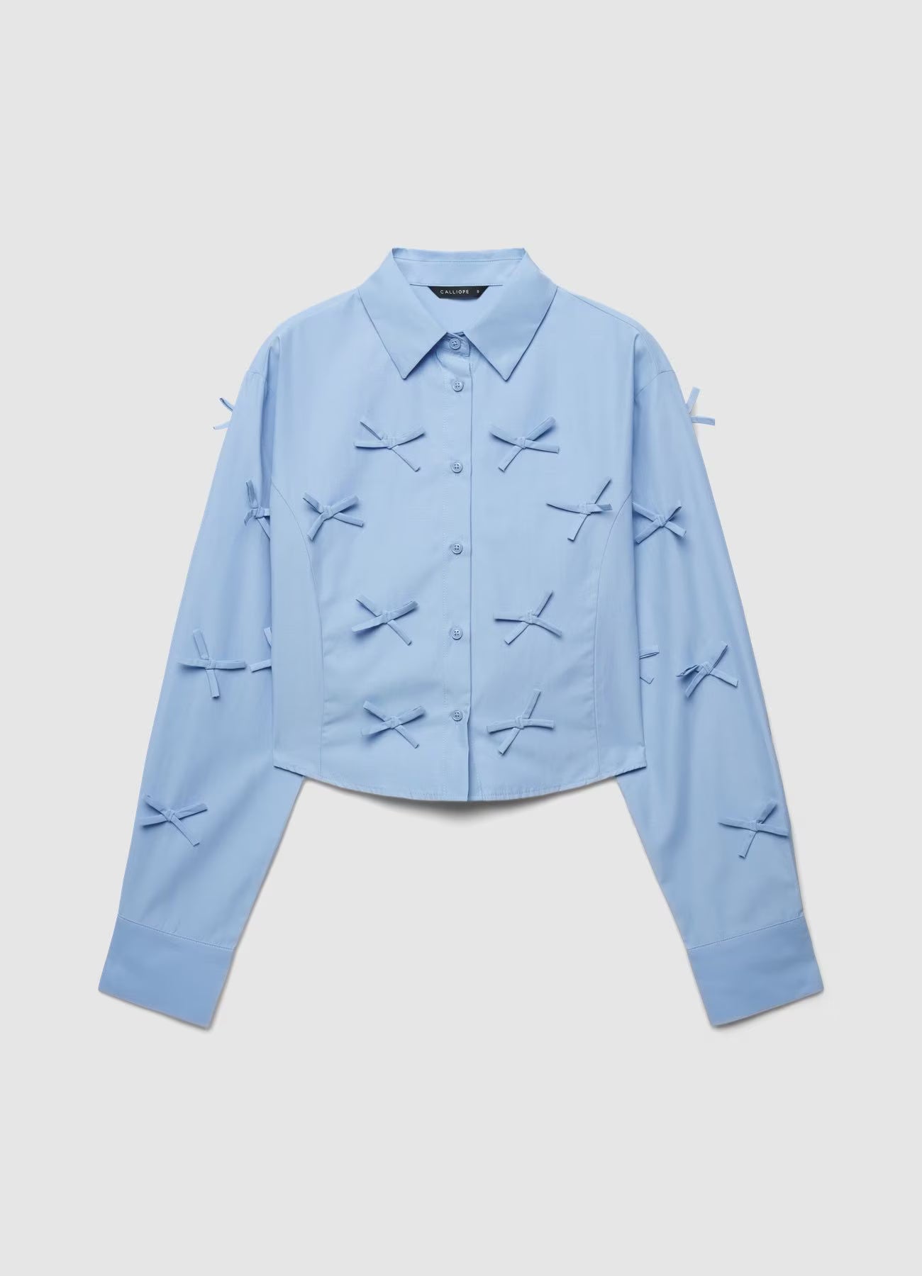 Barbara - Camicia crop bianca con fiocco donna Blu