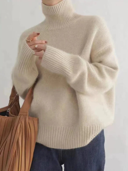 Basilea - Elegante Pullover a Dolcevita Invernale per Donna Avorio Morbido