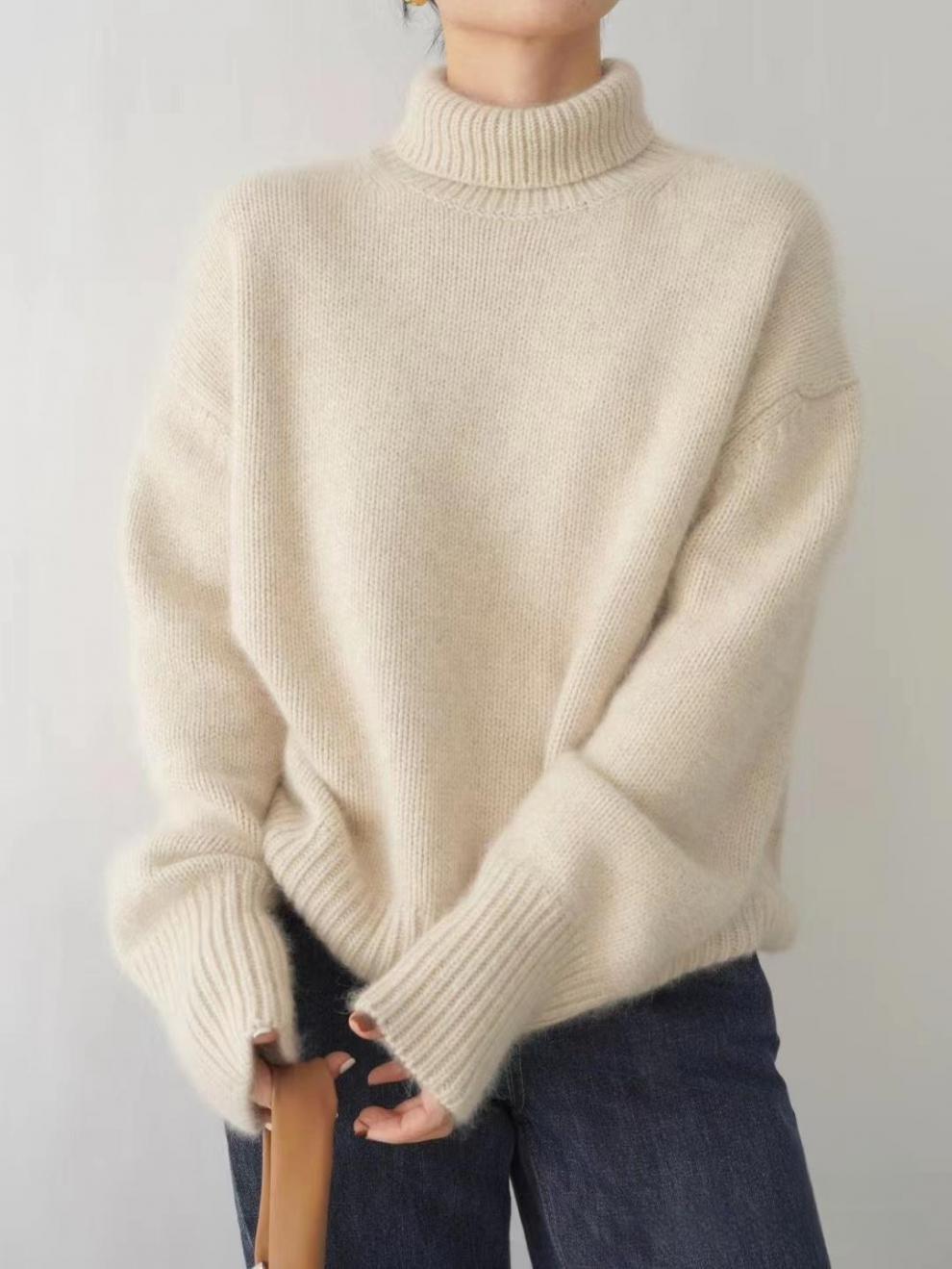 Basilea - Elegante Pullover a Dolcevita Invernale per Donna Avorio Morbido