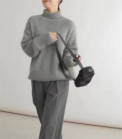 Basilea - Elegante Pullover a Dolcevita Invernale per Donna Grigio