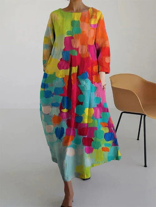 Beatrice - Abito floreale in cotone Rosso