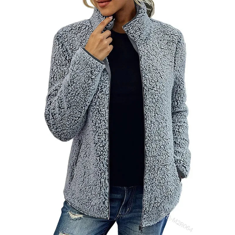 Bellina – Giacca Donna Invernale Calda in Pile Grigio