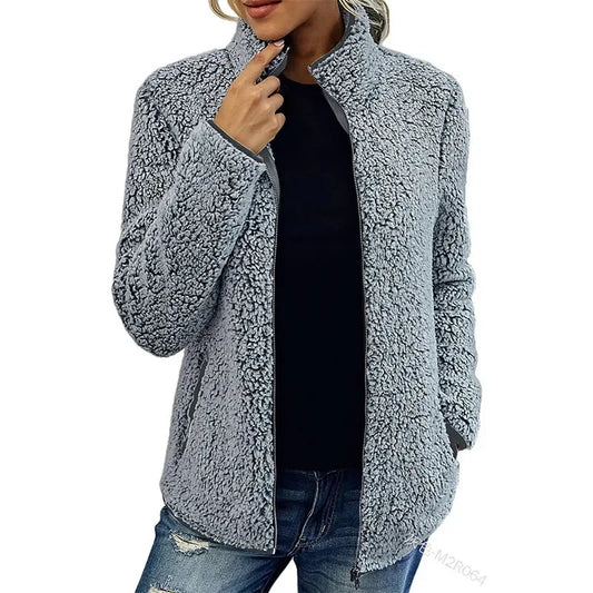 Bellina – Giacca Donna Invernale Calda in Pile Grigio