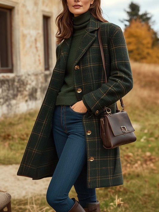 Benedetta - Manteau Donna Lana Elegante e Caldo Vert fonce