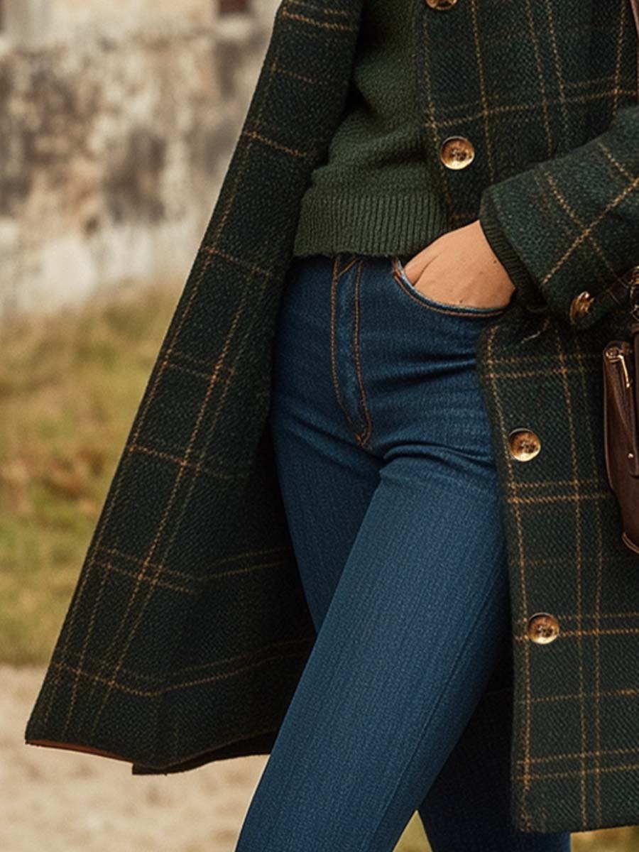  Benedetta - Manteau Donna Lana Elegante e Caldo Vert fonce