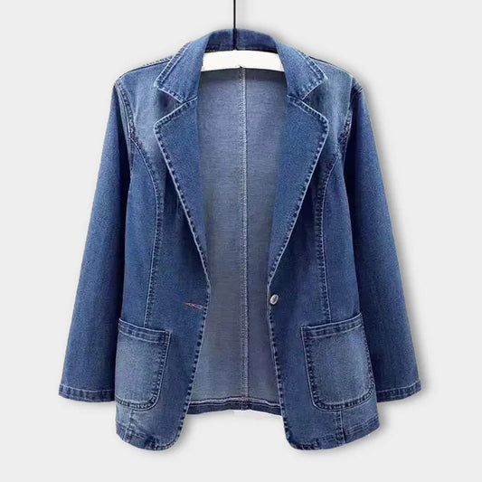 Bianca – Blazer Donna Autunnale in Denim Sartoriale Blu
