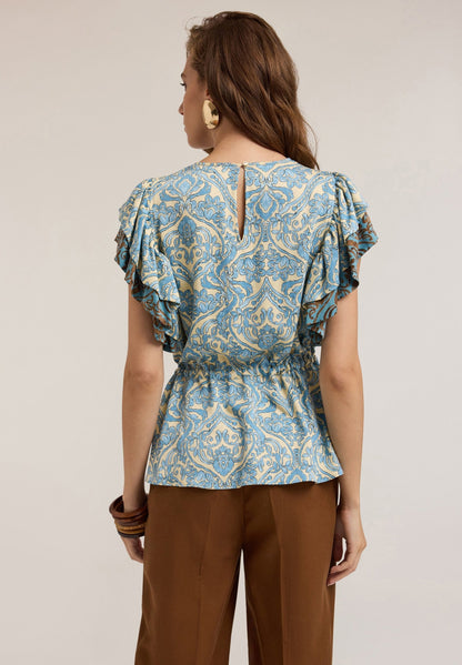Bianca – Blusa Azzurra Leggera Stile Classico