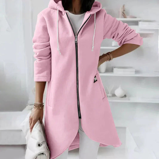 Bice - Felpa lunga con cappuccio e zip Rosa