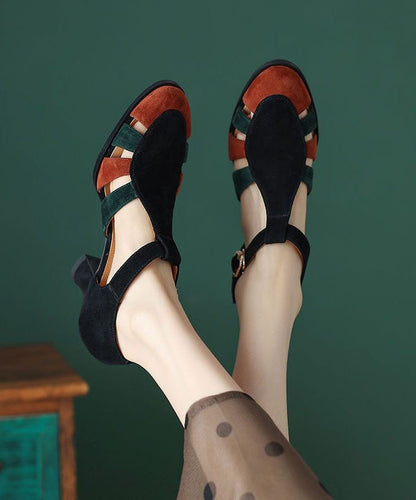 Matilda – Sandali Neri con Tacco Chunky in Camoscio Elegante con Cinturino