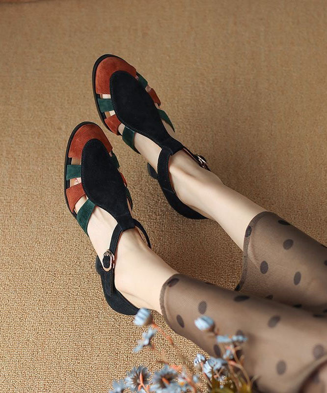 Matilda – Sandali Neri con Tacco Chunky in Camoscio Elegante con Cinturino