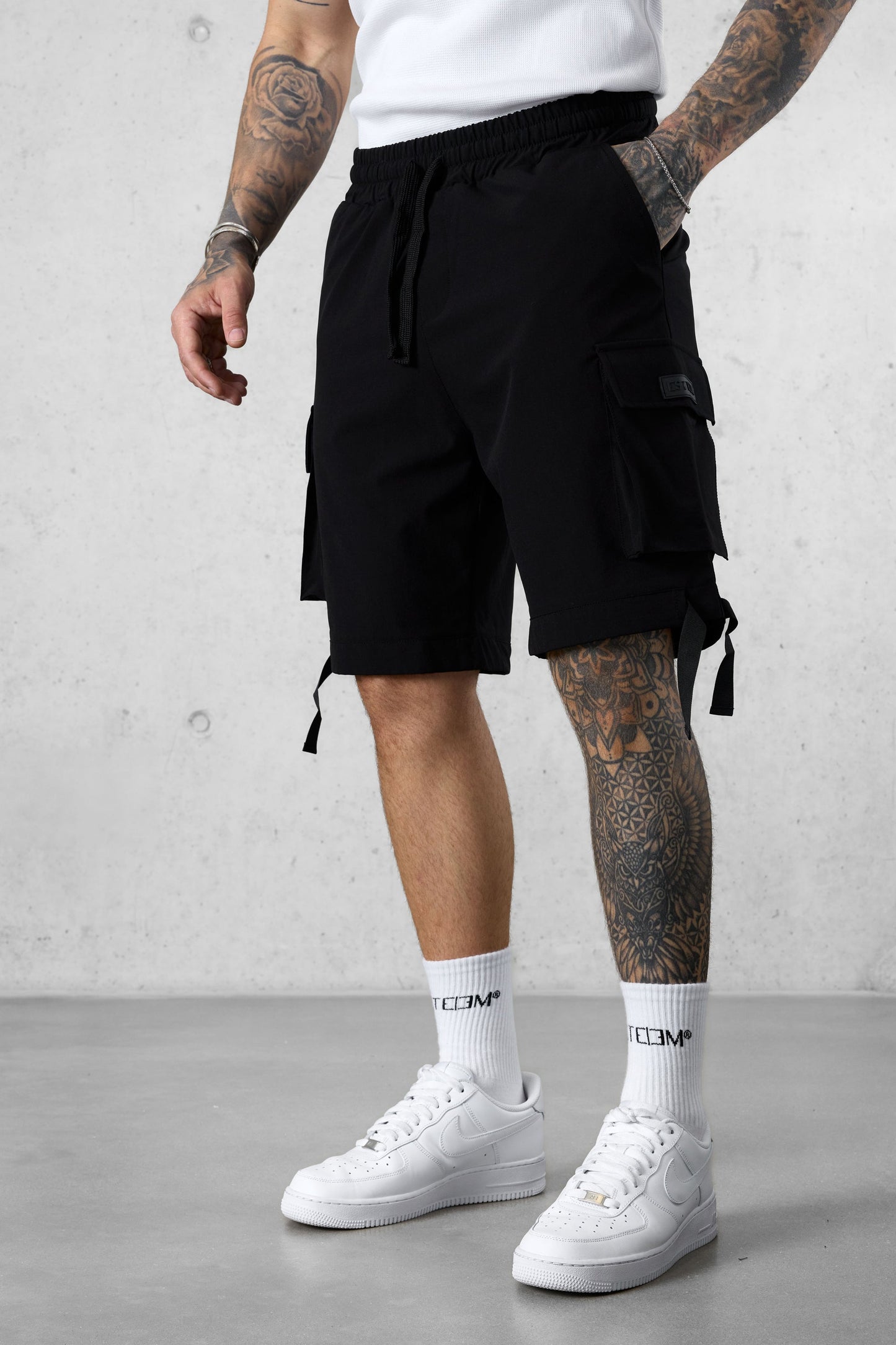 Rolando - Shorts Cargo Nylon Uomo Neri Moderni Funzionali