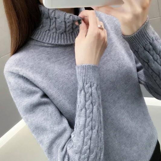 Blandina - Maglione a collo alto in maglia Blu