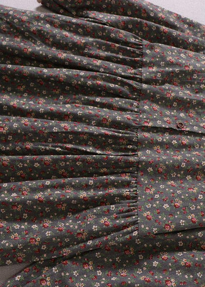 Sofia - Abito Lungo Boho Grigio Rouches Elegante