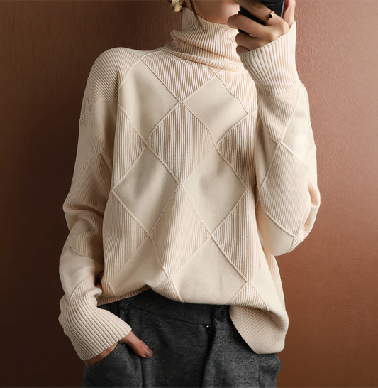 Brigida - Maglione dolcevita a maniche lunghe Beige