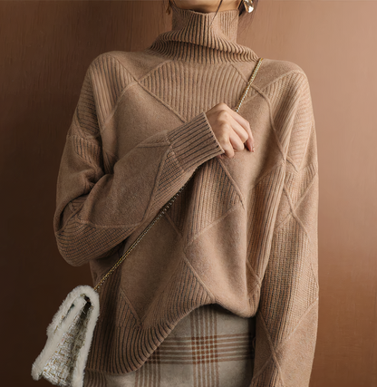 Brigida - Maglione dolcevita a maniche lunghe Marrone