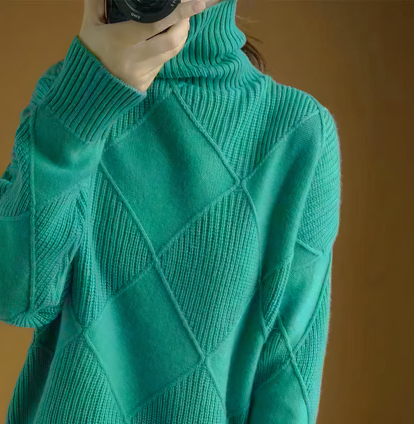 Brigida - Maglione dolcevita a maniche lunghe Verde