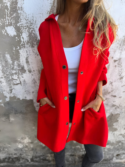 Briseide – Giacca Donna Leggera con Cappuccio Autunnale Rosso
