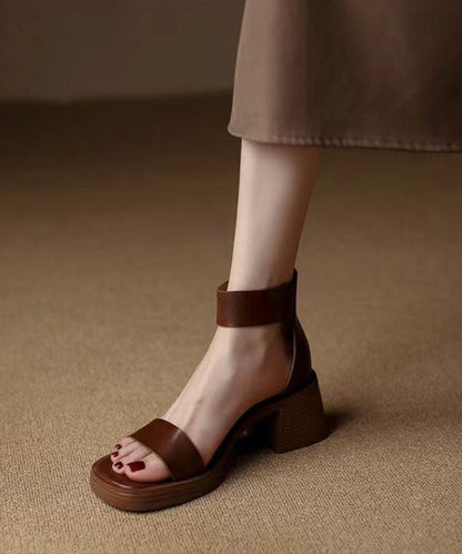 Matisia – Sandali Chunky Marrone con Punta Aperta Cinturino con Fibbia e Zip