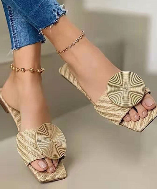 Matinia – Sandali Slide Donna Marrone in Ecopelle con Paillettes Boutique