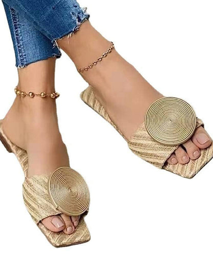 Matinia – Sandali Slide Donna Marrone in Ecopelle con Paillettes Boutique