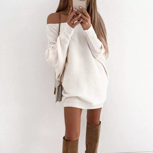 Bruna - Mini abito in maglia a maniche lunghe Bianco