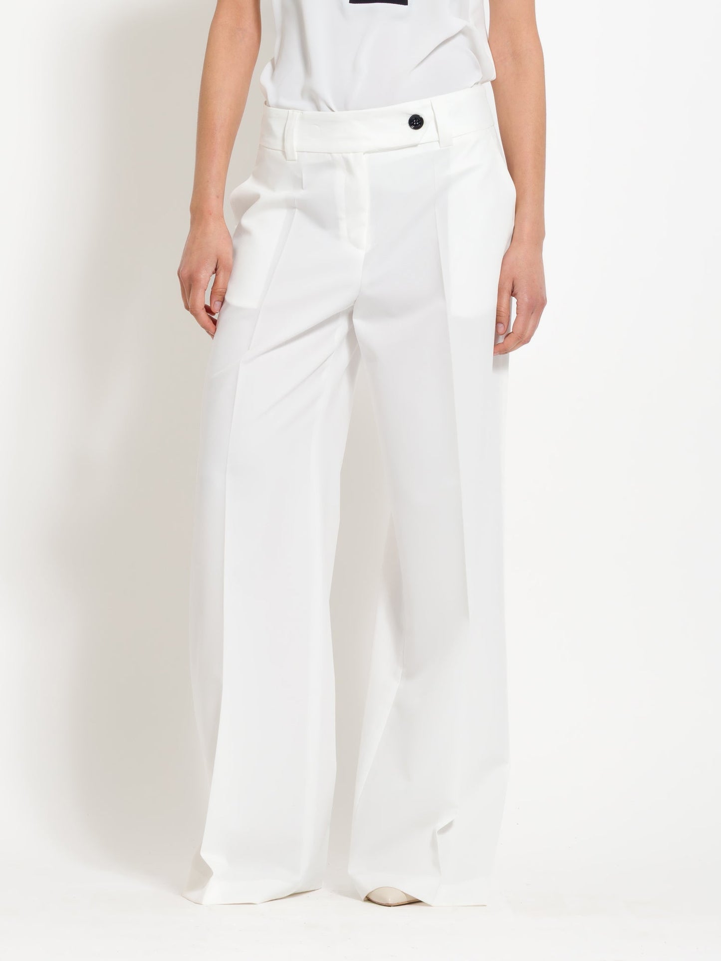 Janine - Pantaloni palazzo da donna con pinces eleganti