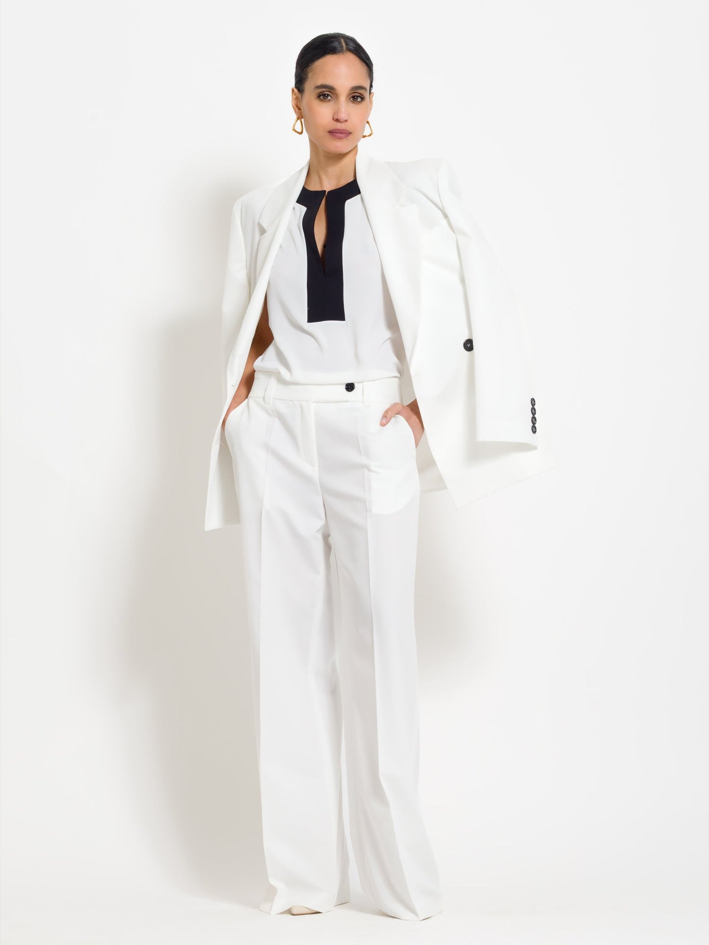 Janine - Pantaloni palazzo da donna con pinces eleganti