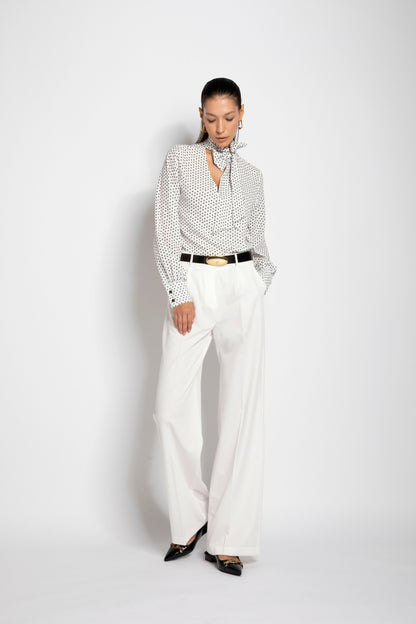 Janine - Pantaloni palazzo da donna con pinces eleganti