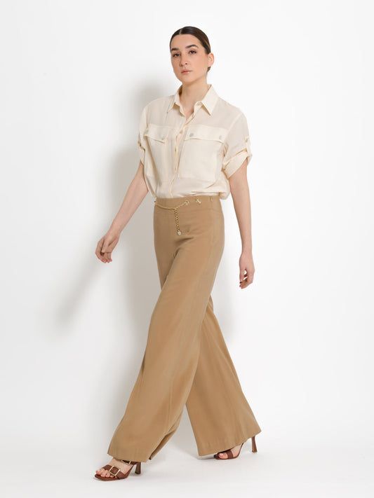 Joana - Pantaloni da donna con cintura a catena