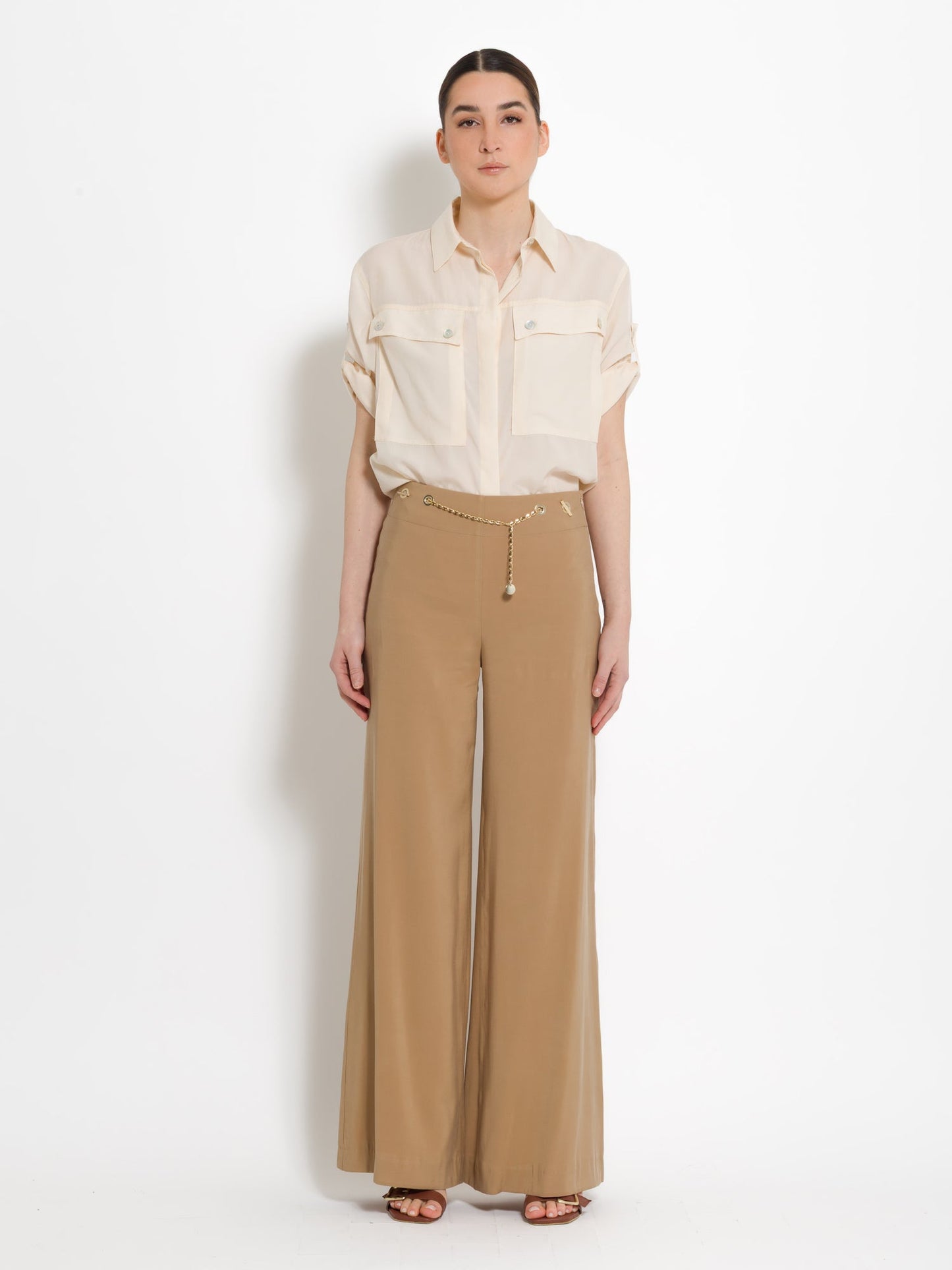 Joana - Pantaloni da donna con cintura a catena