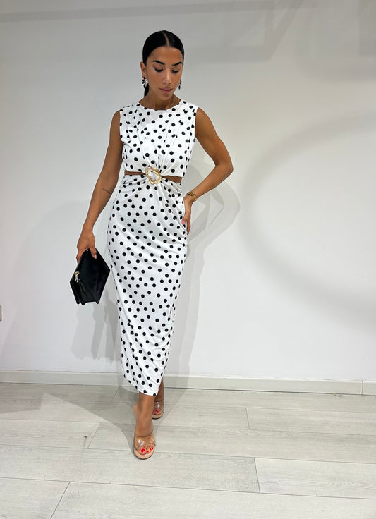 Diamante - Abito Longuette a Pois Donna