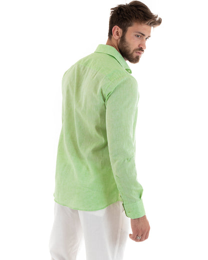 Emanuele – Camicia uomo sartoriale collo francese verde