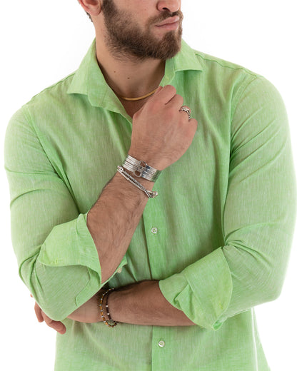 Emanuele – Camicia uomo sartoriale collo francese verde