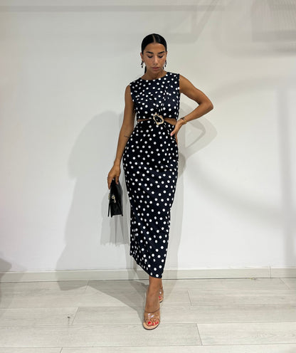 Diamante - Abito Longuette a Pois Donna