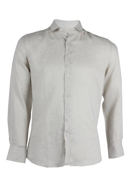 Romericus - Camicia Uomo Manica Lunga Collo Classico Naturale