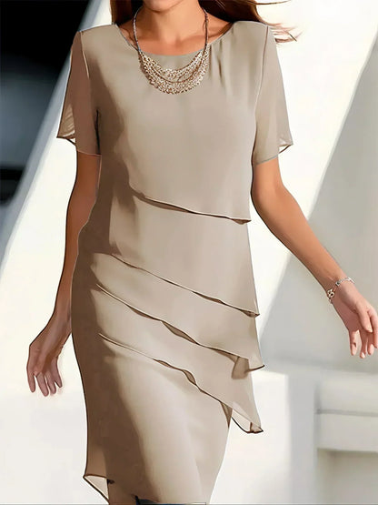 Quineta - Abito Midi a Strati Donna Elegante Femminile Moderno