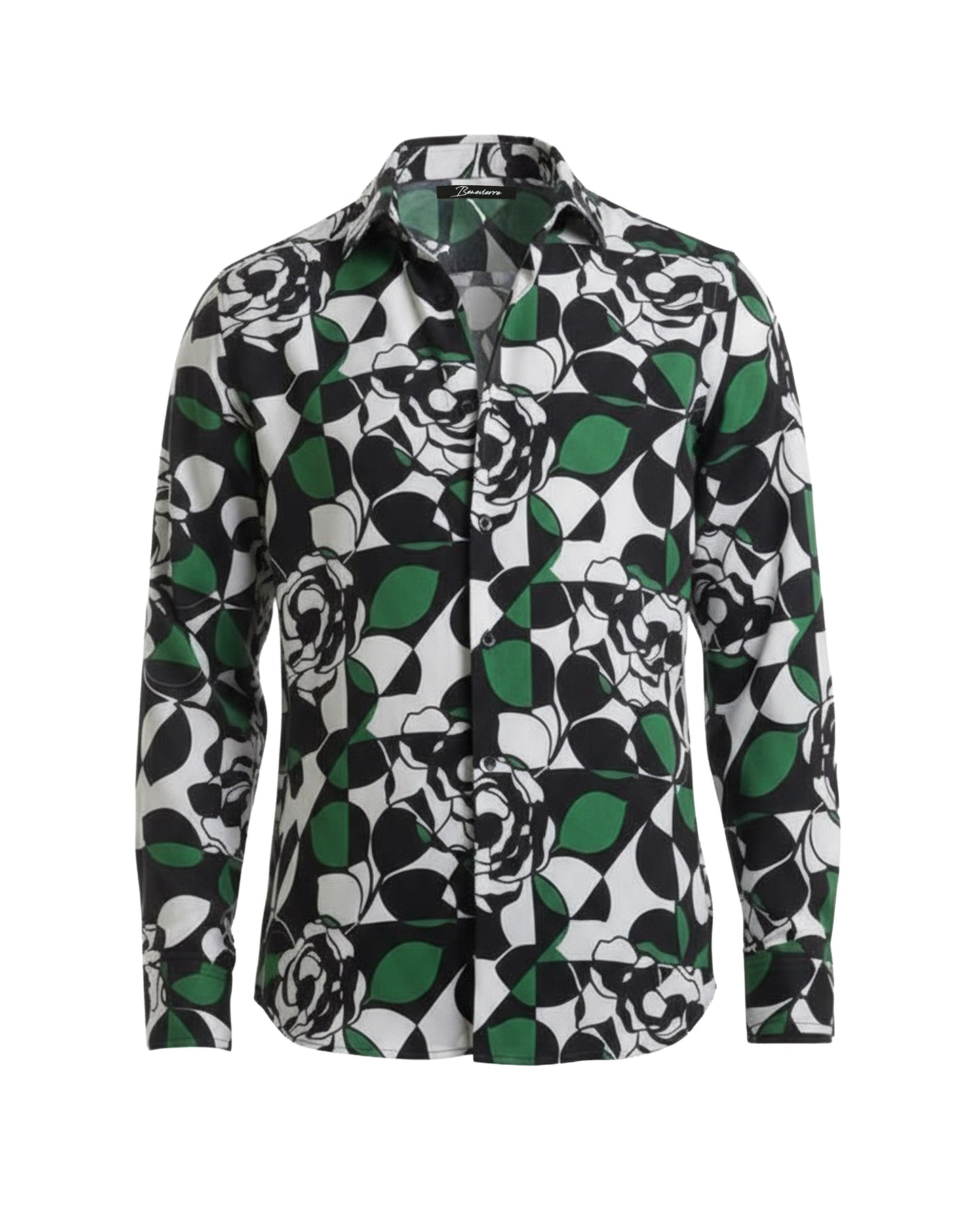 Romano - Camicia Geometric Verde Roses Elegante