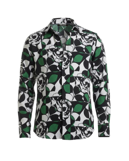Romano - Camicia Geometric Verde Roses Elegante