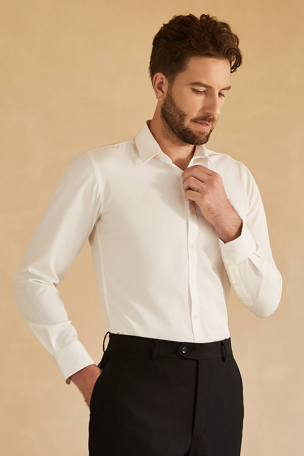 Henry – Camicia Bianca Da Uomo A Manica Lunga Dal Taglio Moderno