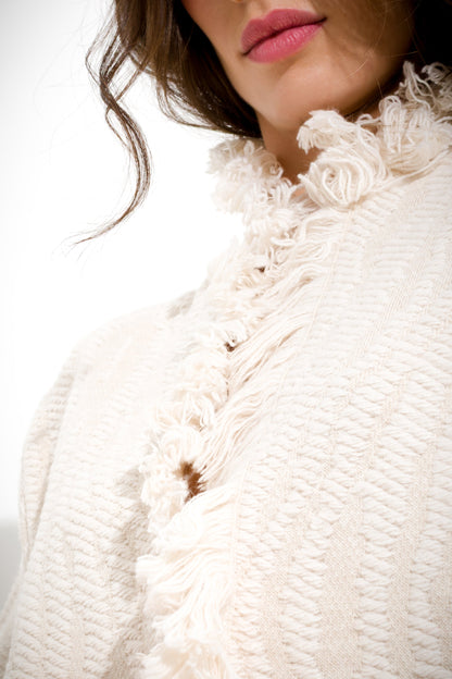 Imelda - Cappotto Donna Trasmato con Frange Eleganti