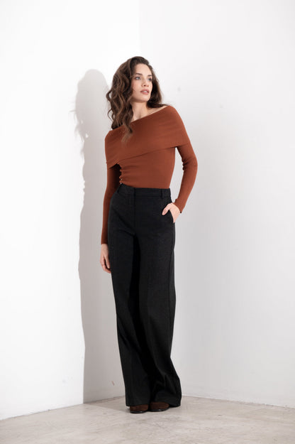 Fiorella - Maglia Donna Scollo Schiffer a Costina